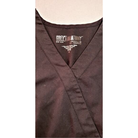 Grey's Anatomy Barco Scrub 2 Womens Tops Lot M Mock Wrap Black Blue Nurse Vet - Picture 8 of 8